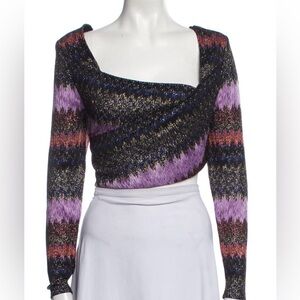 Ramy Brook Women’s Black, Purple, Pink multi color crop top XXL -NWT